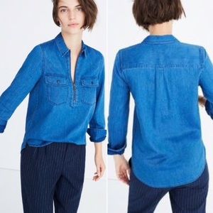 Madewell Indigo Zip-Front Popover Shirt